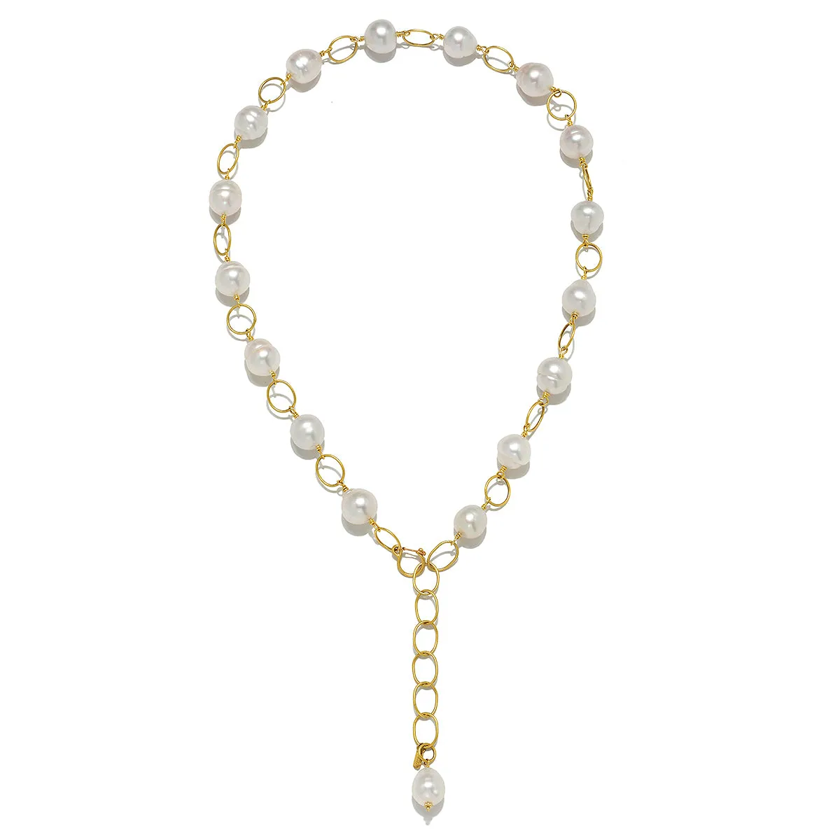 18 Karat Gold White South Sea Pearl Convertible Necklace   Bracelet
