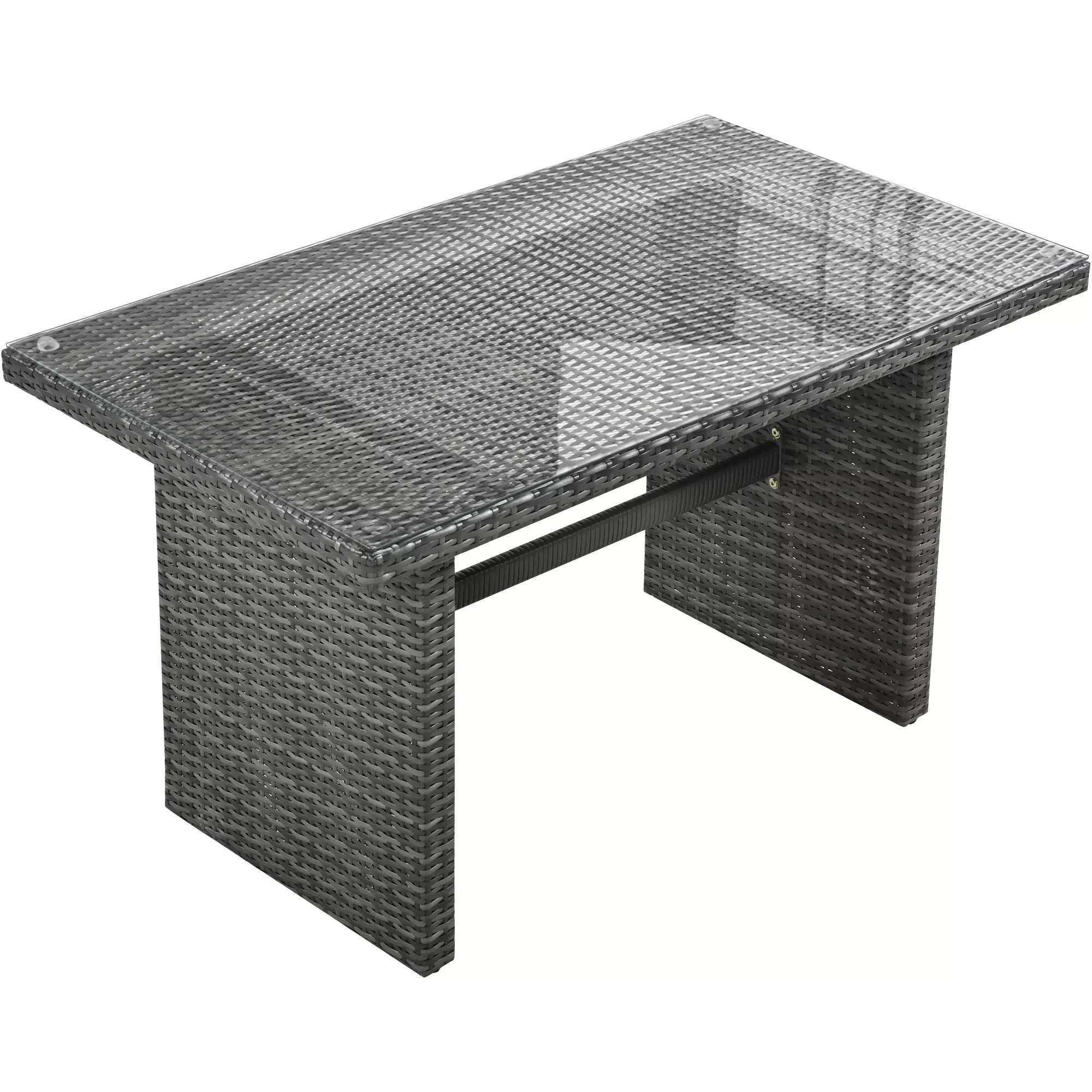 6-Piece Outdoor Sectional Furniture Set with Storage Box and Adjustable Seat, All Weather Rattan Sofa Set with Removable Covers and Tempered Glass Top Table for Garden Patio