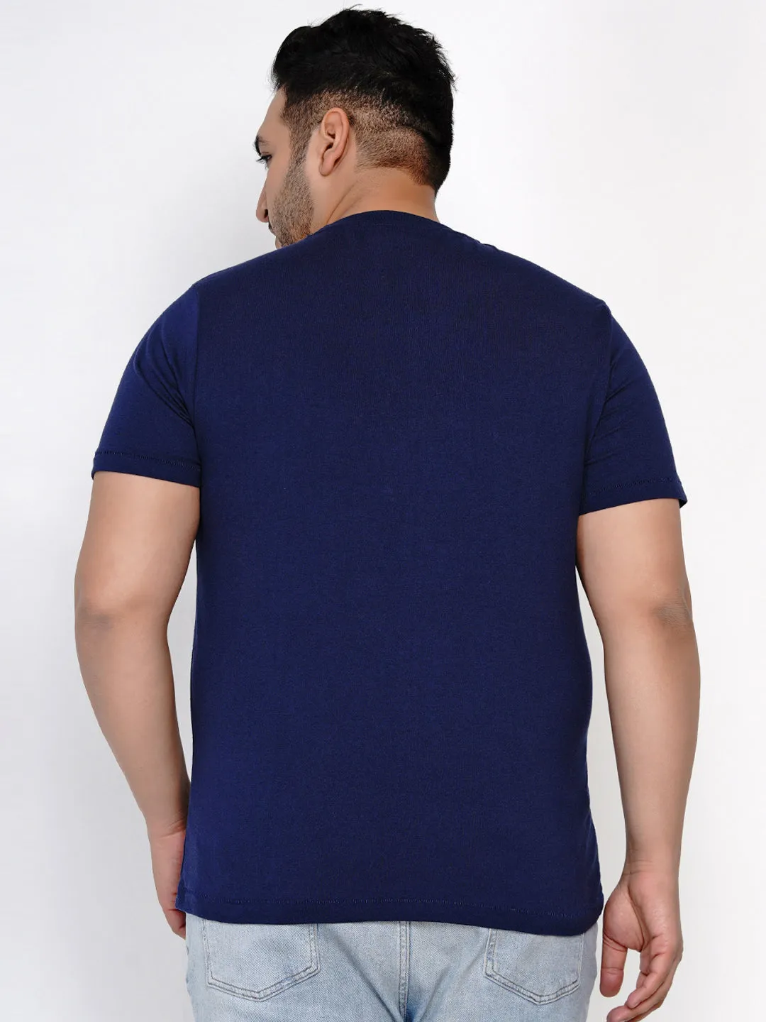Aeropostale - Men Navy Blue Plus Size Regular Fit Pure Cotton Print T-shirts