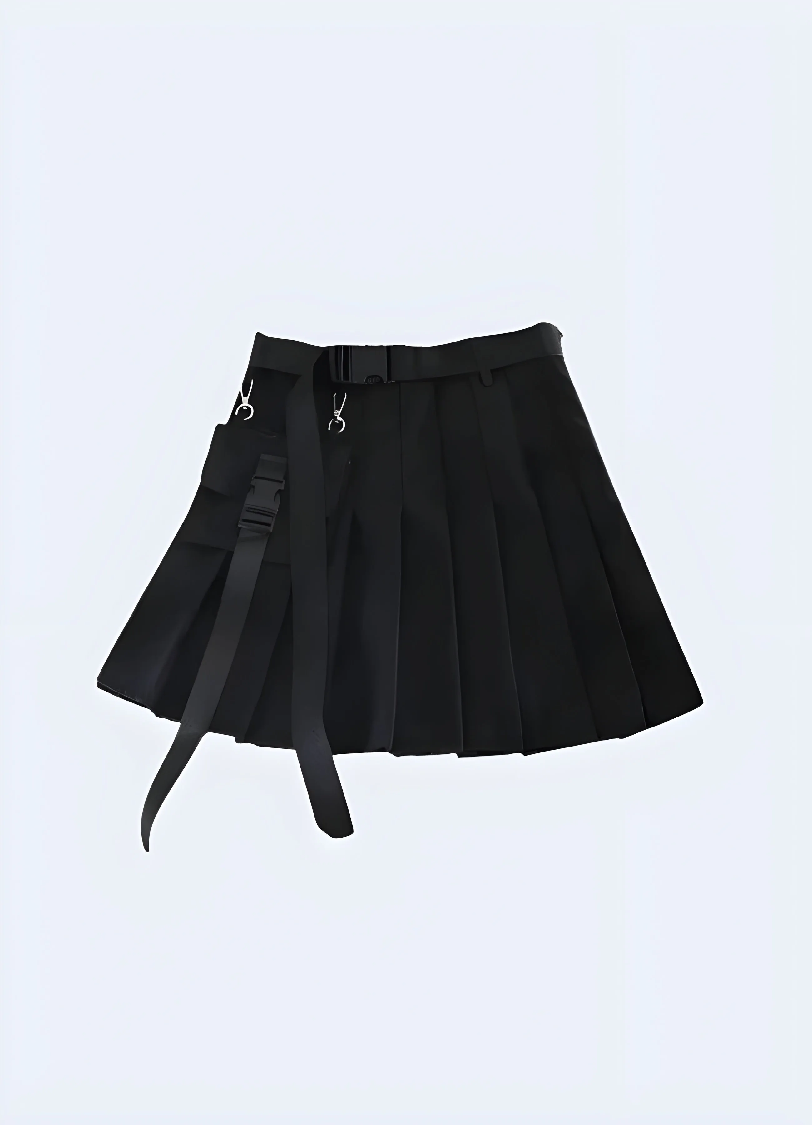 Black Cargo Pleated Mini Skirt