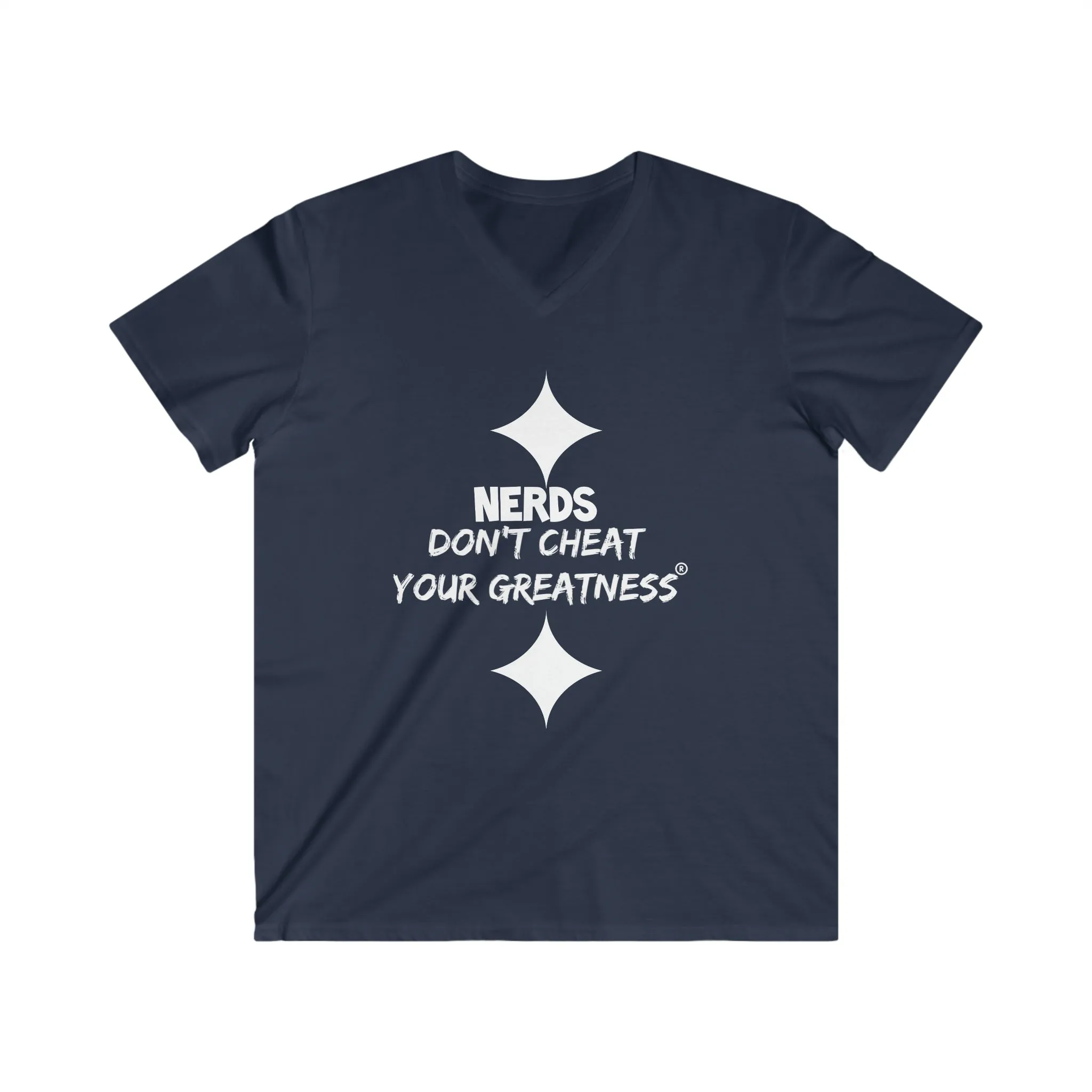 DCYG NERDS White Logo Fitted V-Neck Short Sleeve Tee
