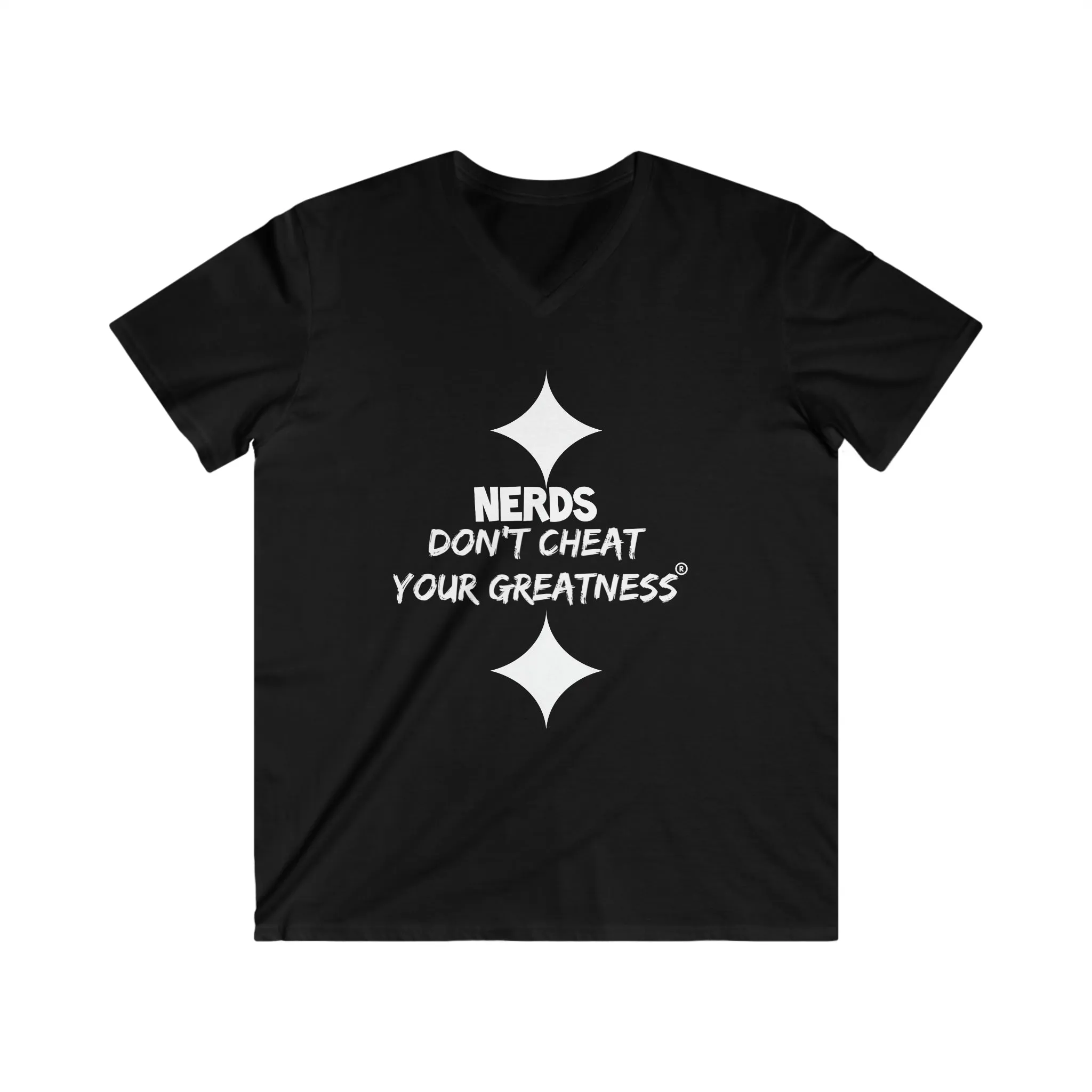 DCYG NERDS White Logo Fitted V-Neck Short Sleeve Tee