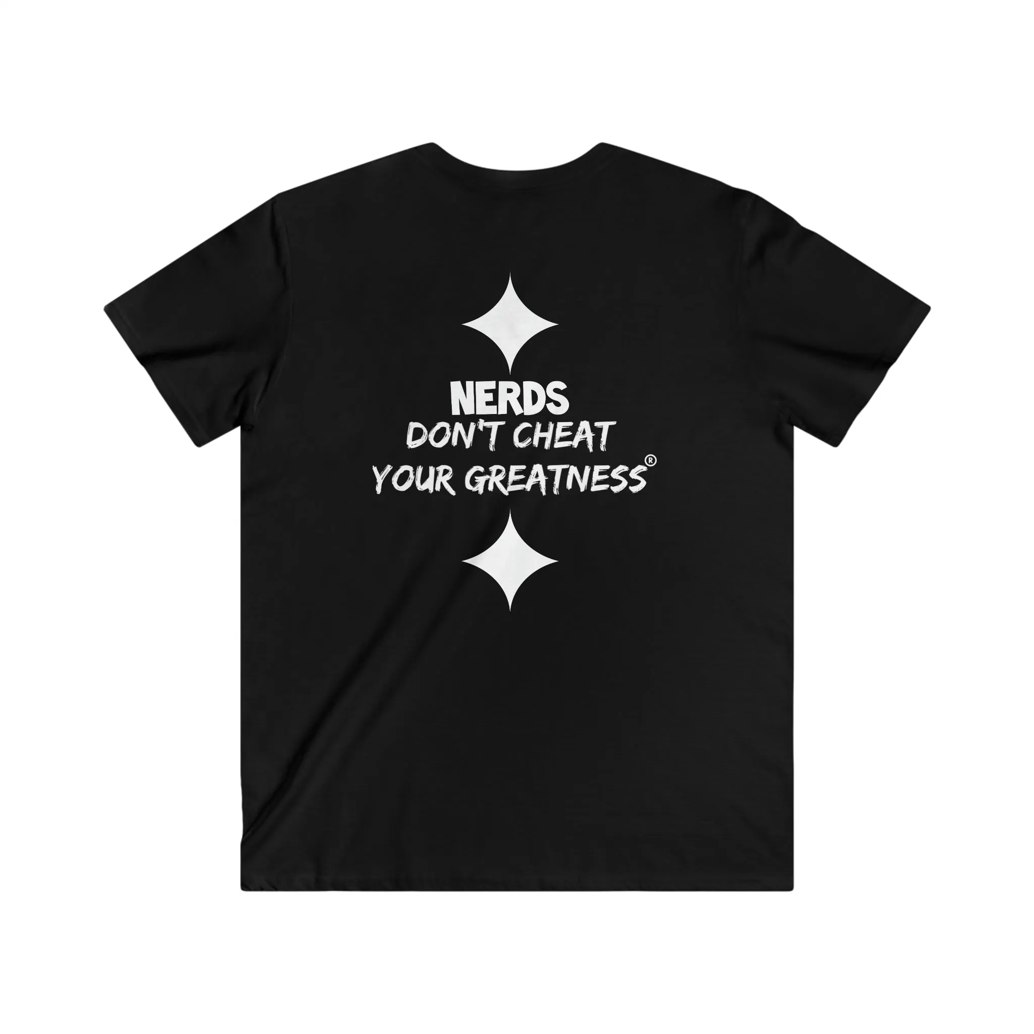 DCYG NERDS White Logo Fitted V-Neck Short Sleeve Tee