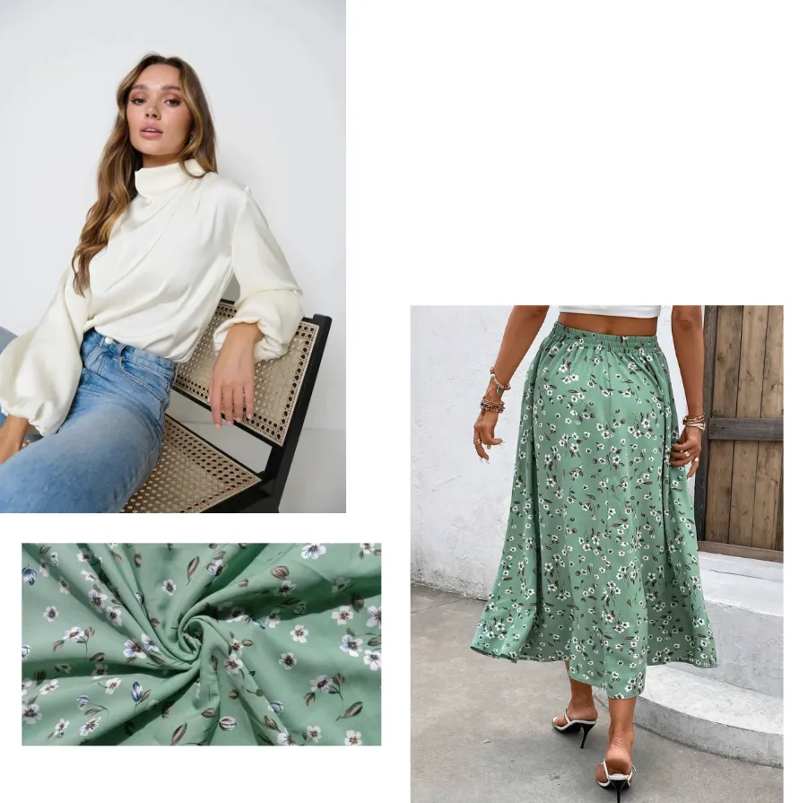 Ditsy Floral Fold Pleated Flared Skirt