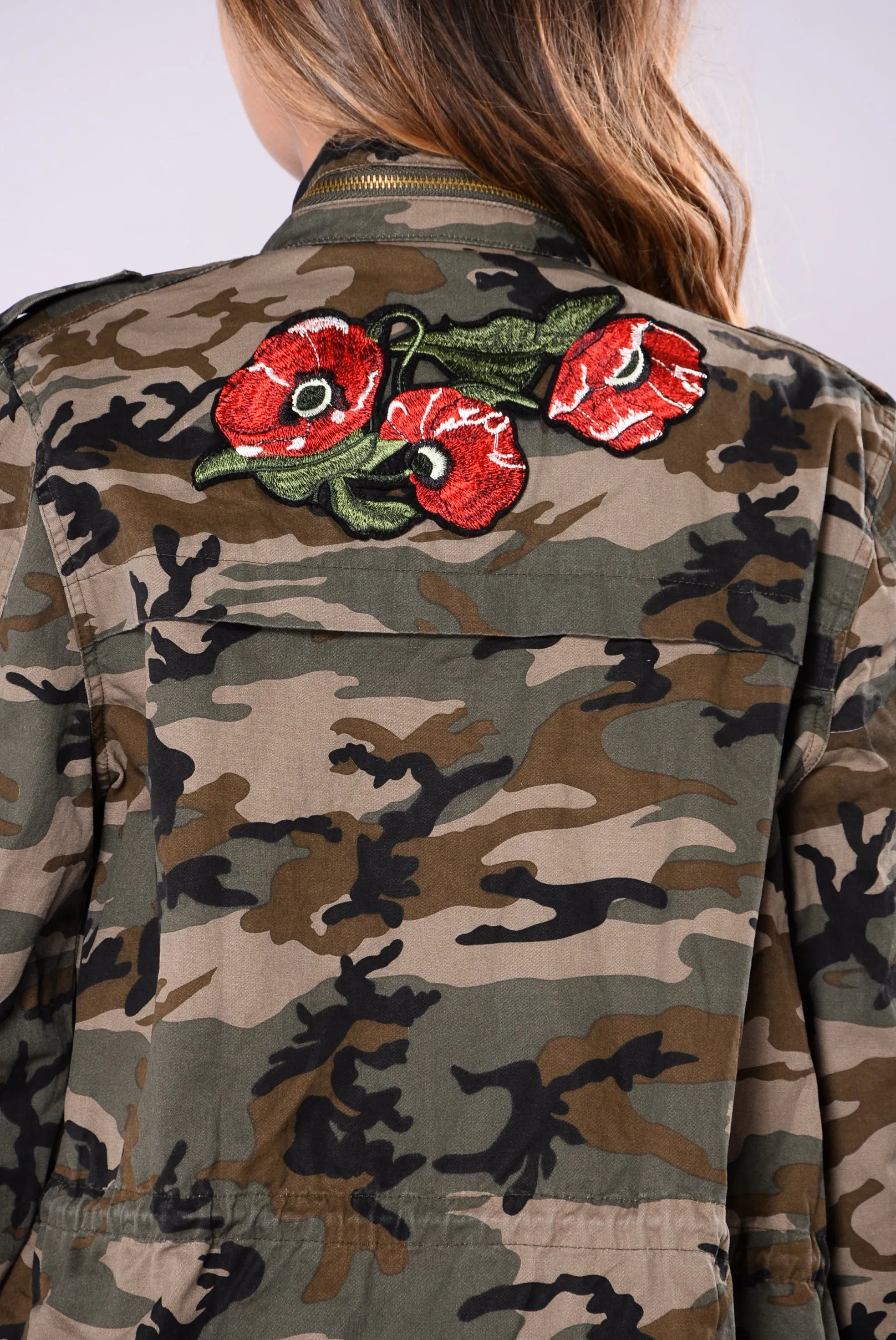 Femme Floral Military Jacket - Camo