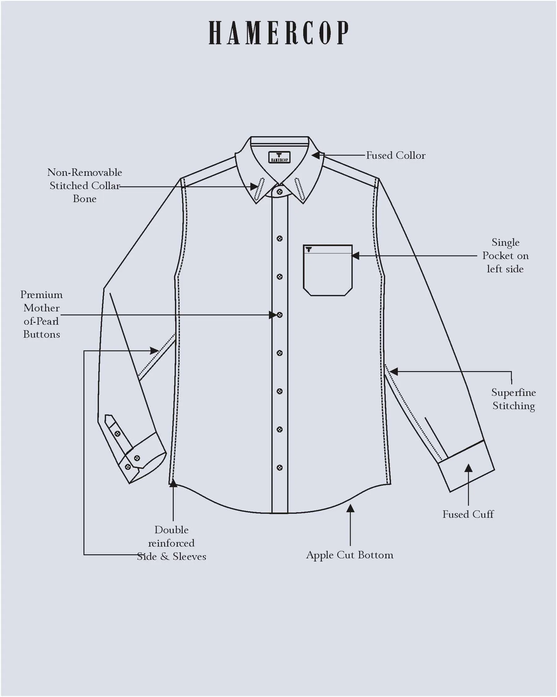 French Blue With White And Black Printed Premium Cotton Shirt
