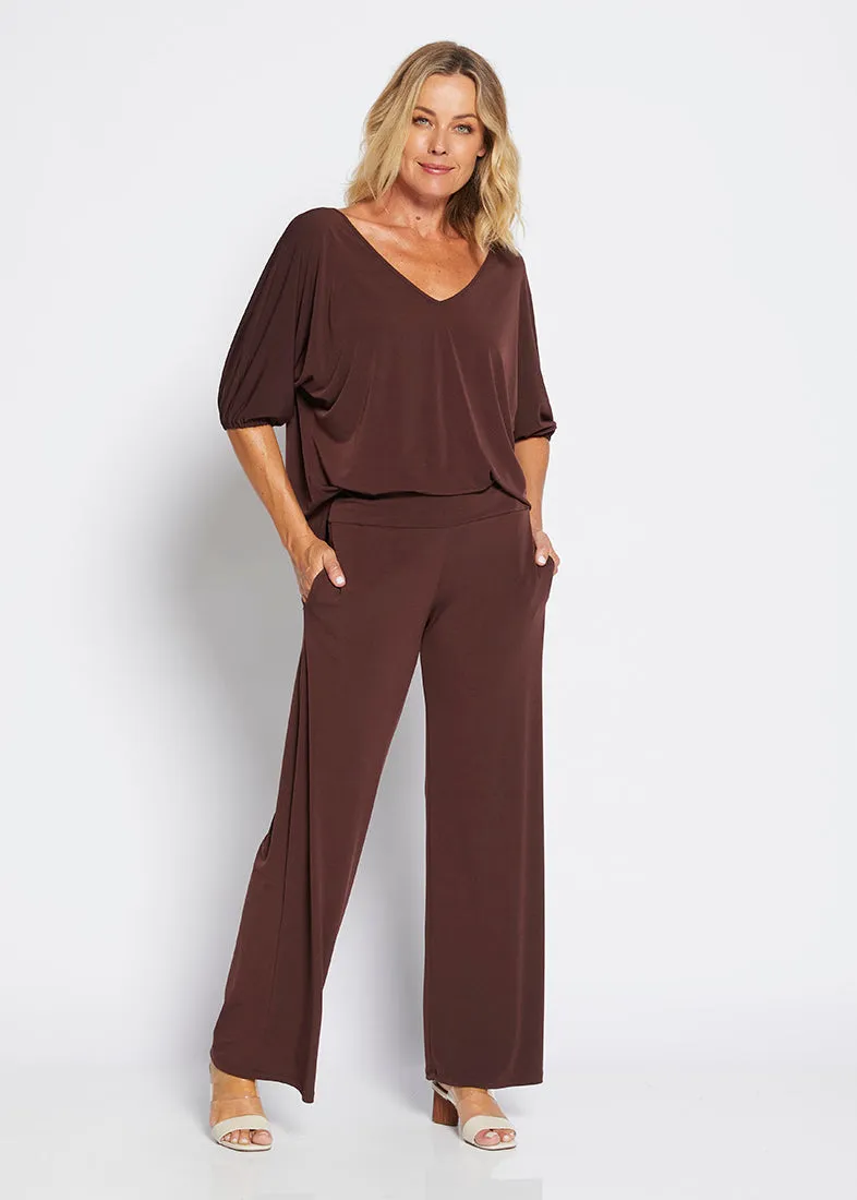 Great jersey tee top in Chocolate