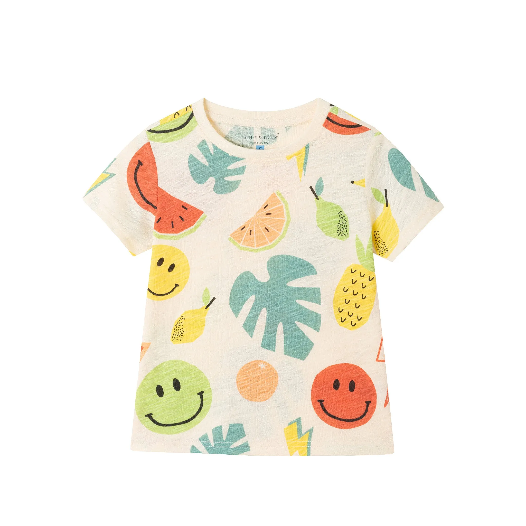 Kids (2-7) Fun Print Graphic Tee & Short Set | Tropical Smiles