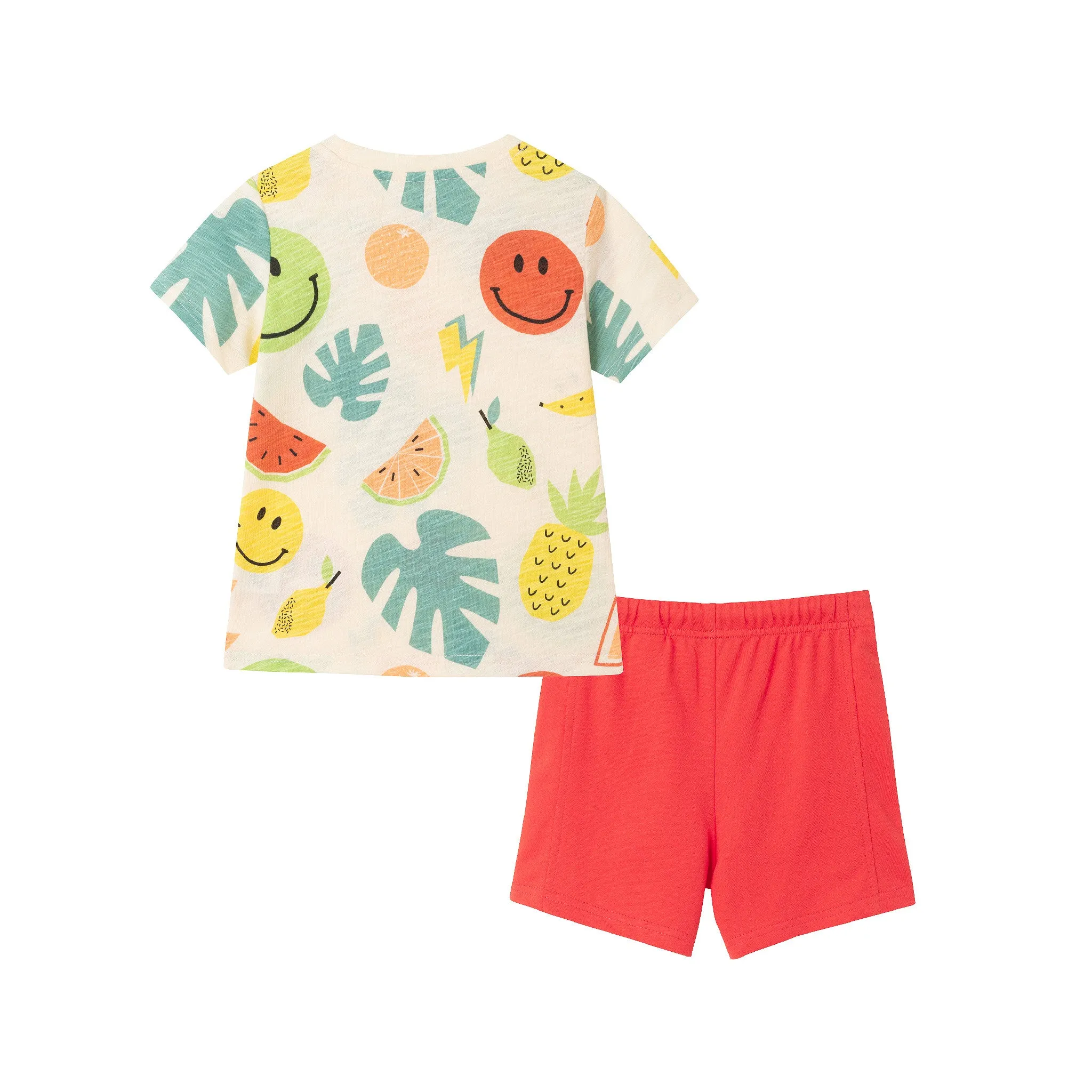 Kids (2-7) Fun Print Graphic Tee & Short Set | Tropical Smiles