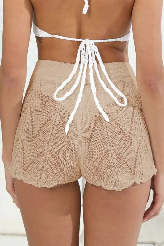 Knitted Hollow Beach Short Cover-ups