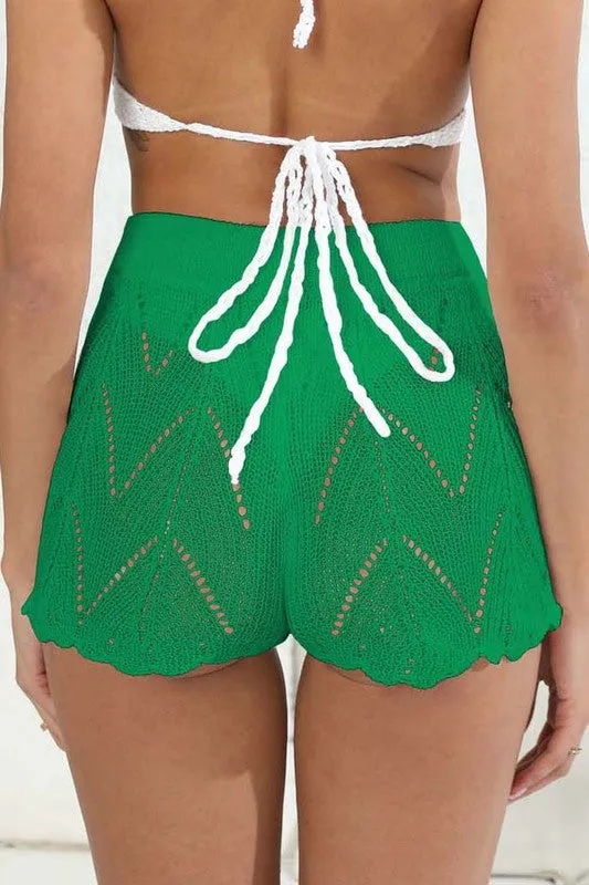 Knitted Hollow Beach Short Cover-ups