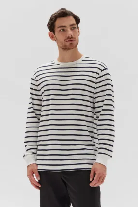 KYLO ORGANIC CUFFED LONG SLEEVE TEE | WHITE/TRUE NAVY STRIPE