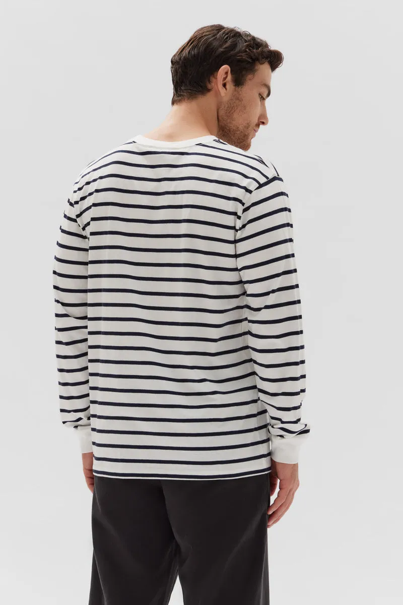 KYLO ORGANIC CUFFED LONG SLEEVE TEE | WHITE/TRUE NAVY STRIPE