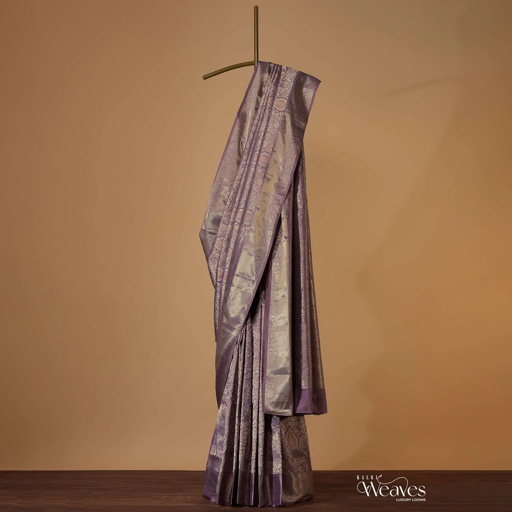 Lilac Purple Woven Kanjivaram Saree In Silk With Unstitched Blouse