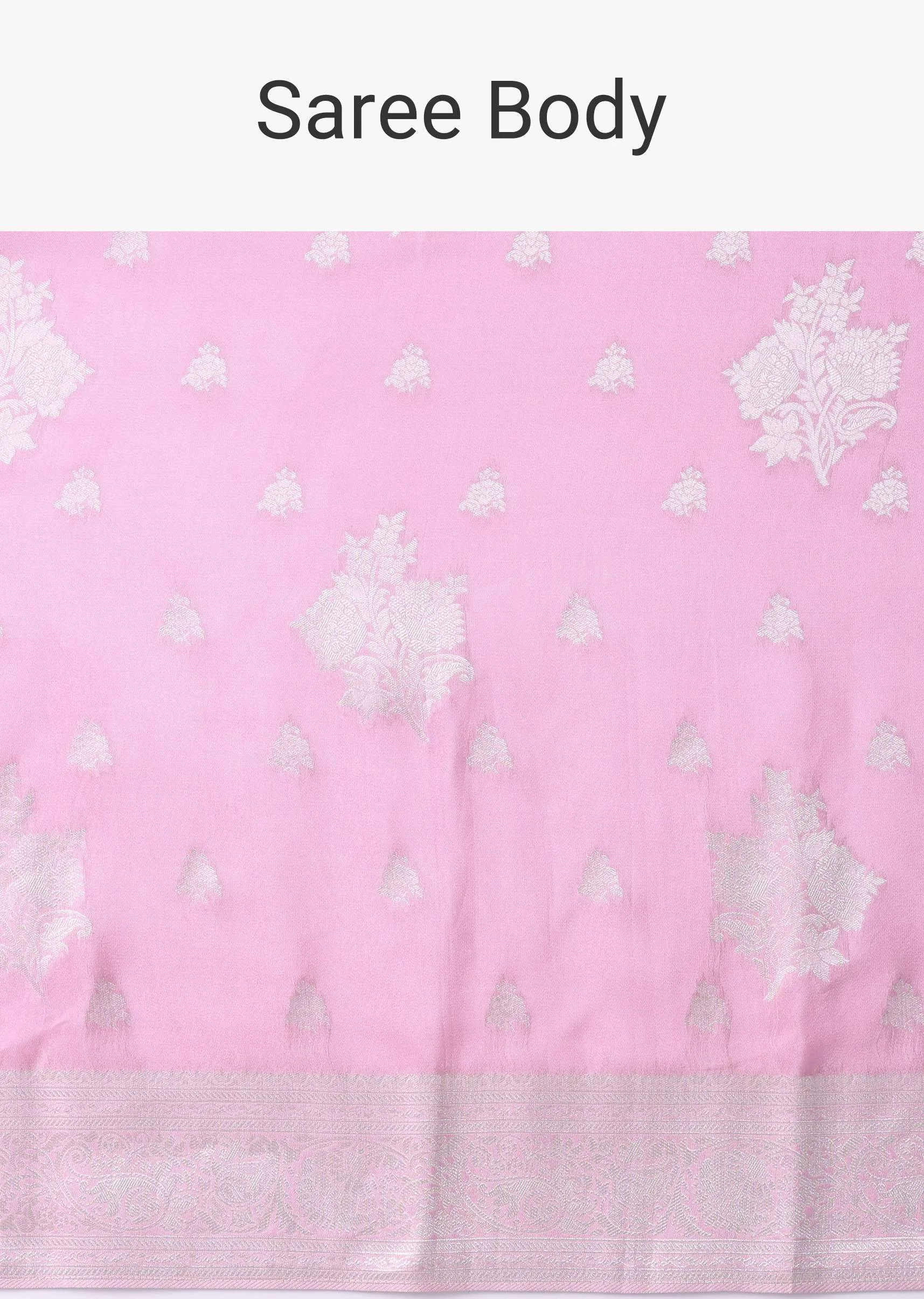 Lilac Sachet Pink Woven Saree In Dola Silk And Silver Weave