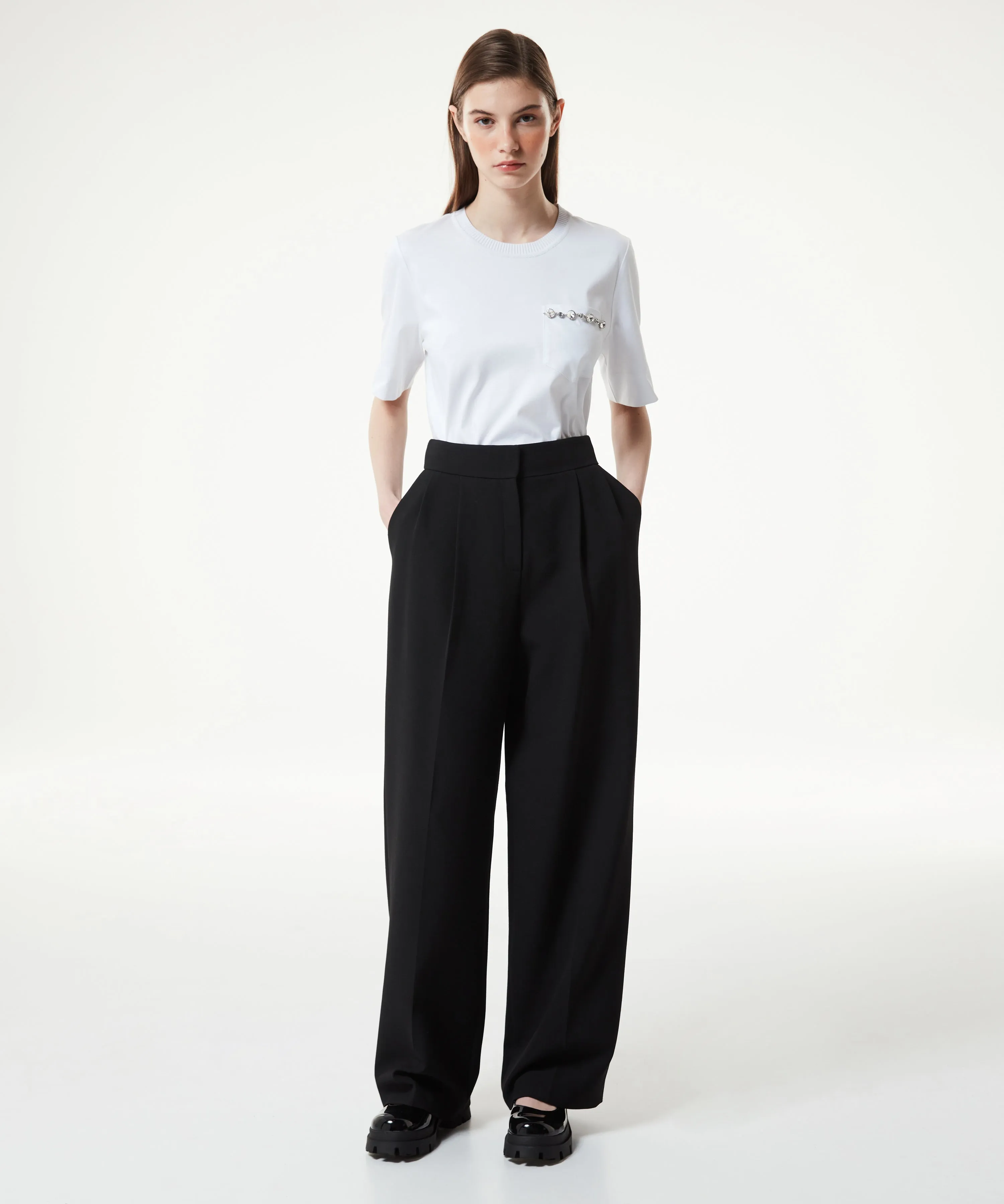 Machka Straight Fit Pleated Trousers Black