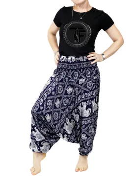Navy Blue Elephant Harem Pants Women Hippie Hippy Yoga Pants Comfy Loungewear Gypsy Boho Jumpsuits Aladdin Loose Clothing Baggy Festival