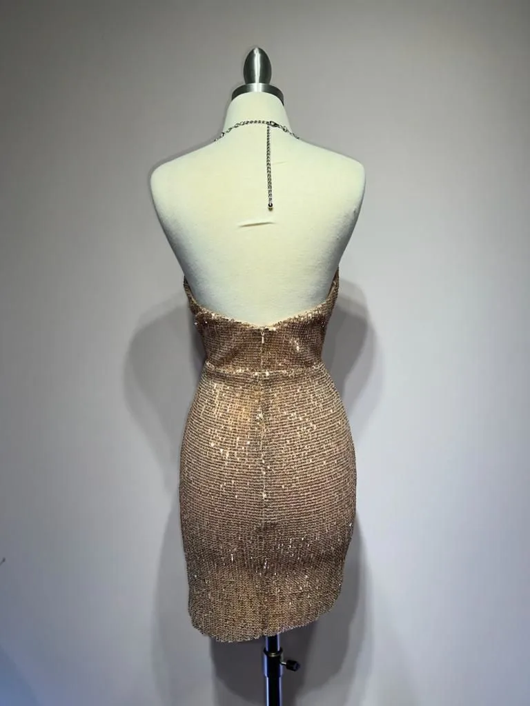 Open back sequin short dress
