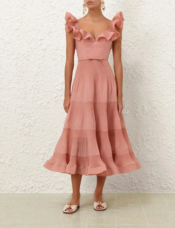 Pleated Fill Midi Dress