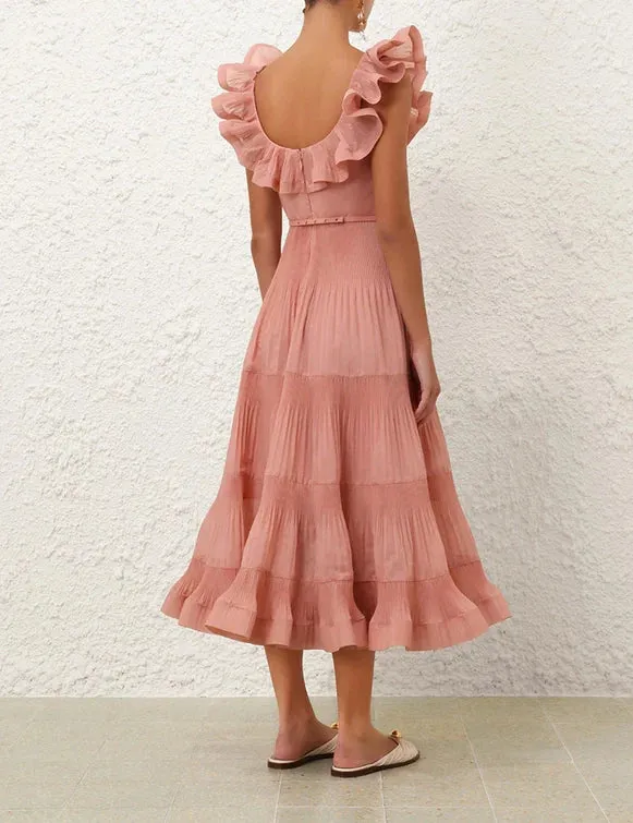 Pleated Fill Midi Dress