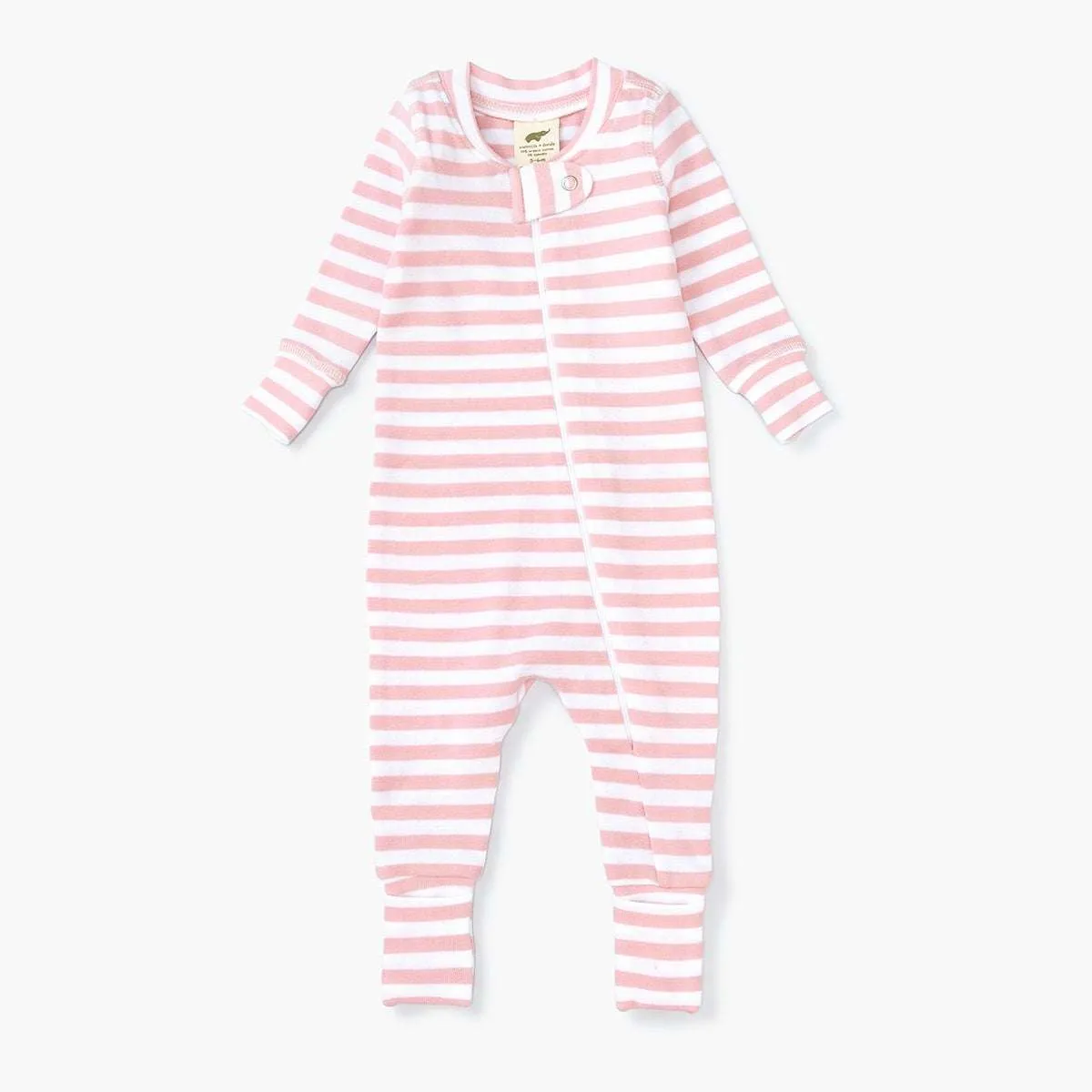 SALE - One-Piece Baby Pajamas_Baby Pink Classic Stripe