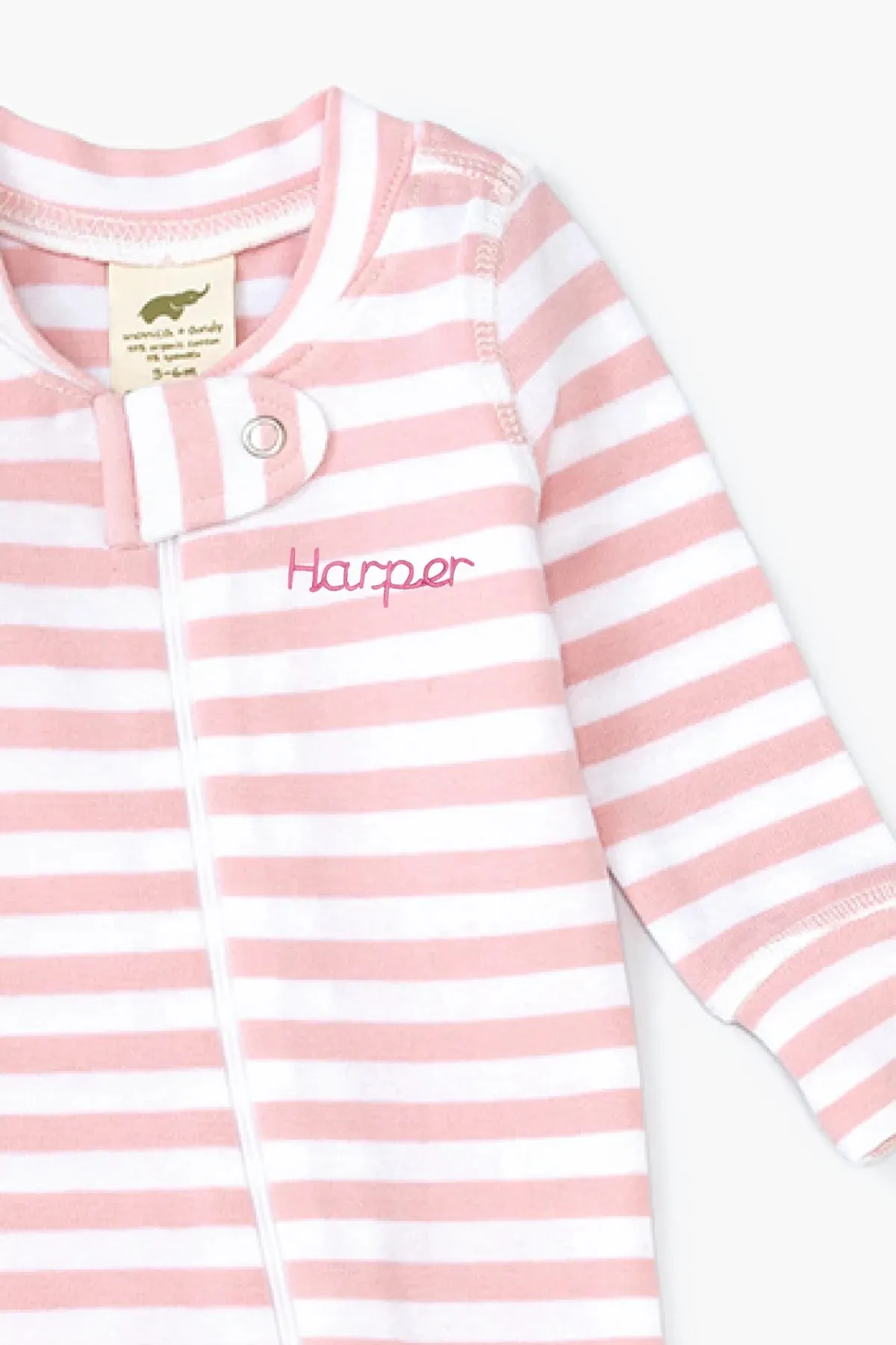 SALE - One-Piece Baby Pajamas_Baby Pink Classic Stripe
