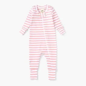 SALE - One-Piece Baby Pajamas_Baby Pink Classic Stripe