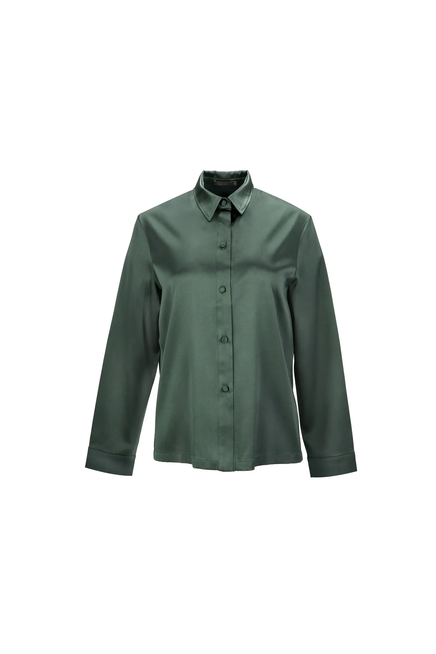 Silk Button Down Shirt 'Fortune Tyche' in Rich Green