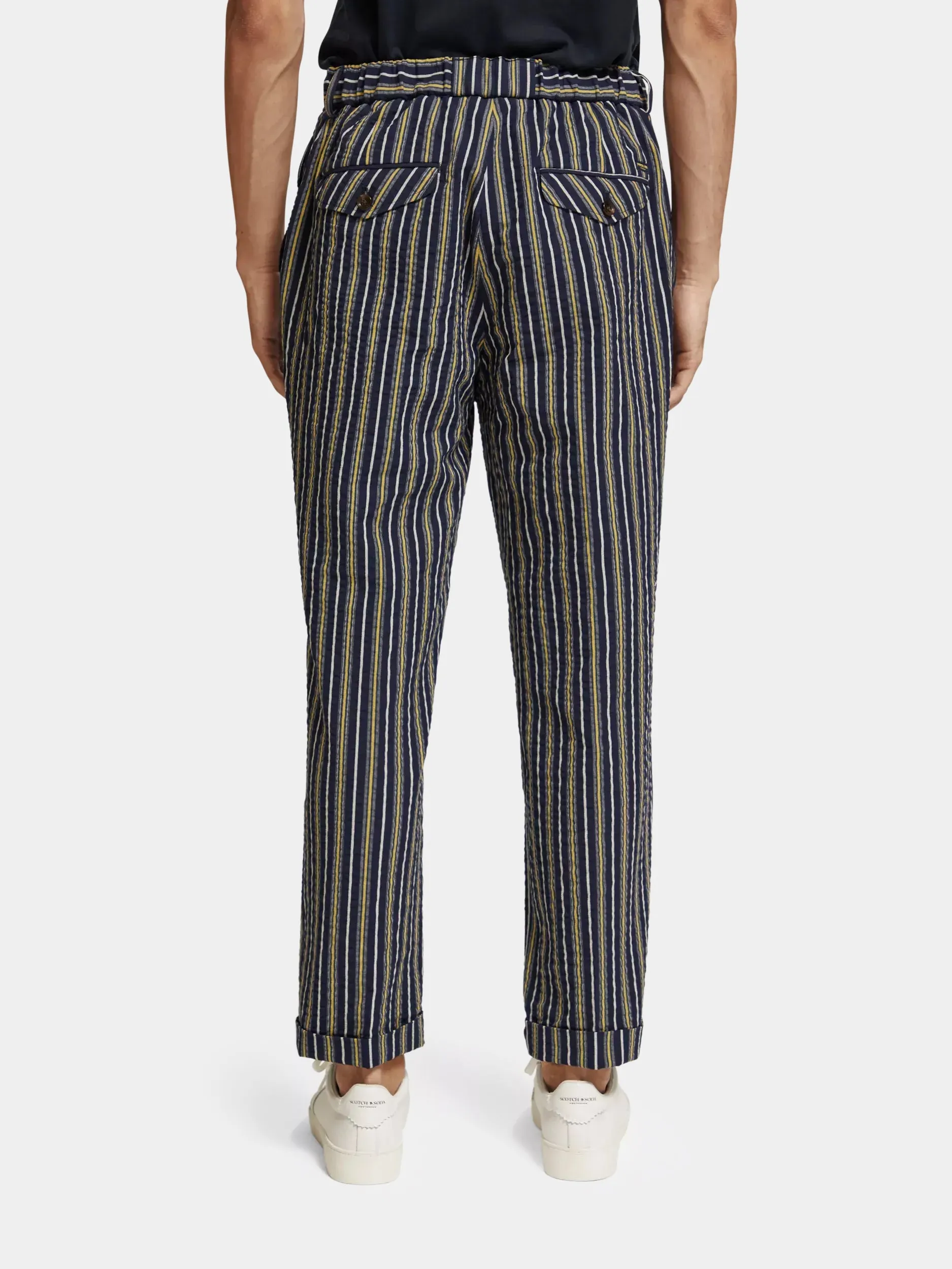 Striped loose tapered seersucker chino