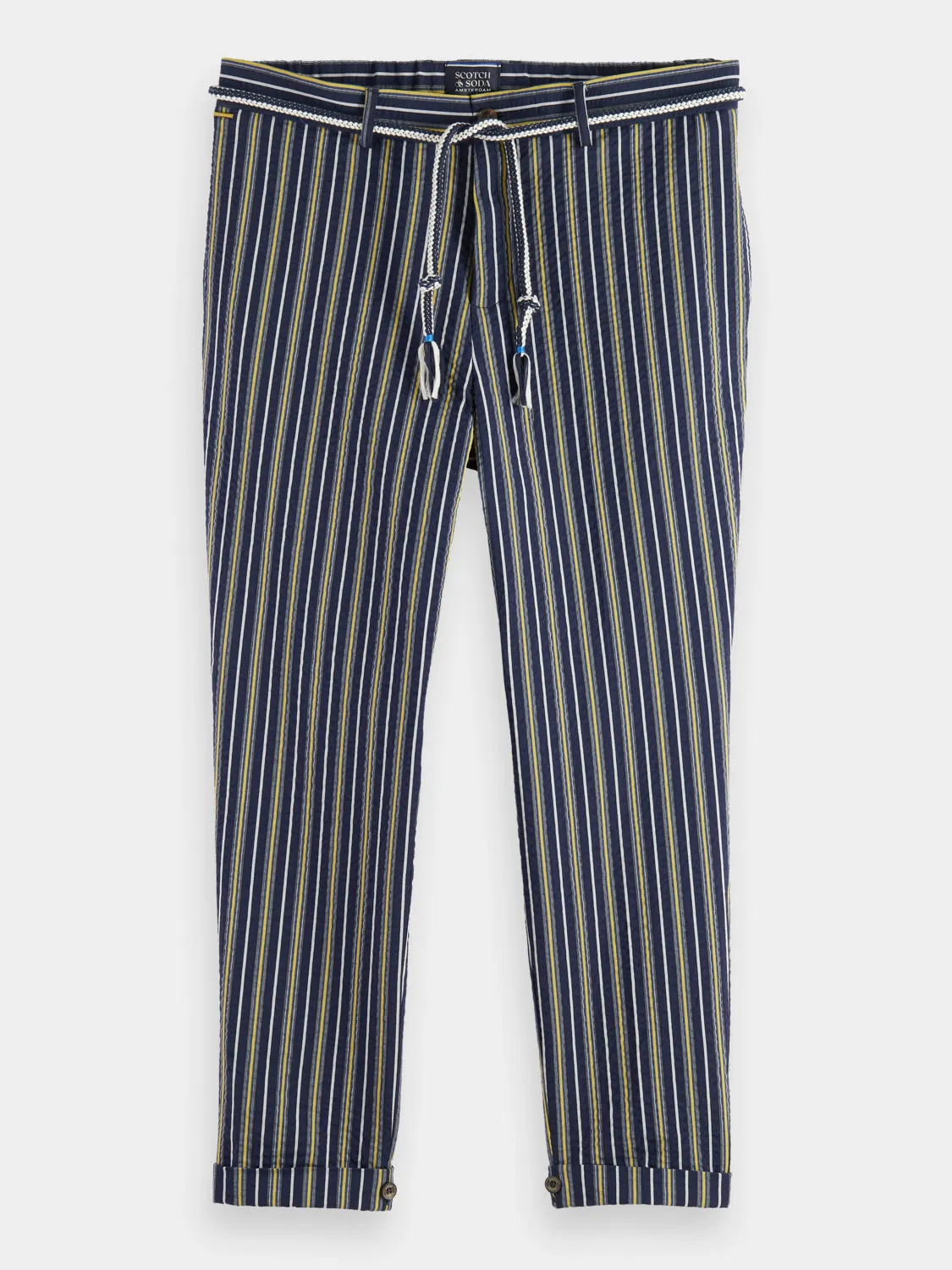 Striped loose tapered seersucker chino