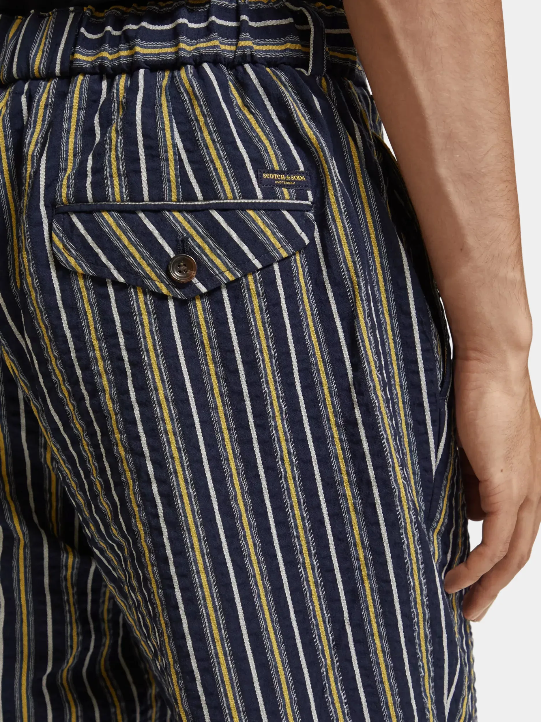 Striped loose tapered seersucker chino