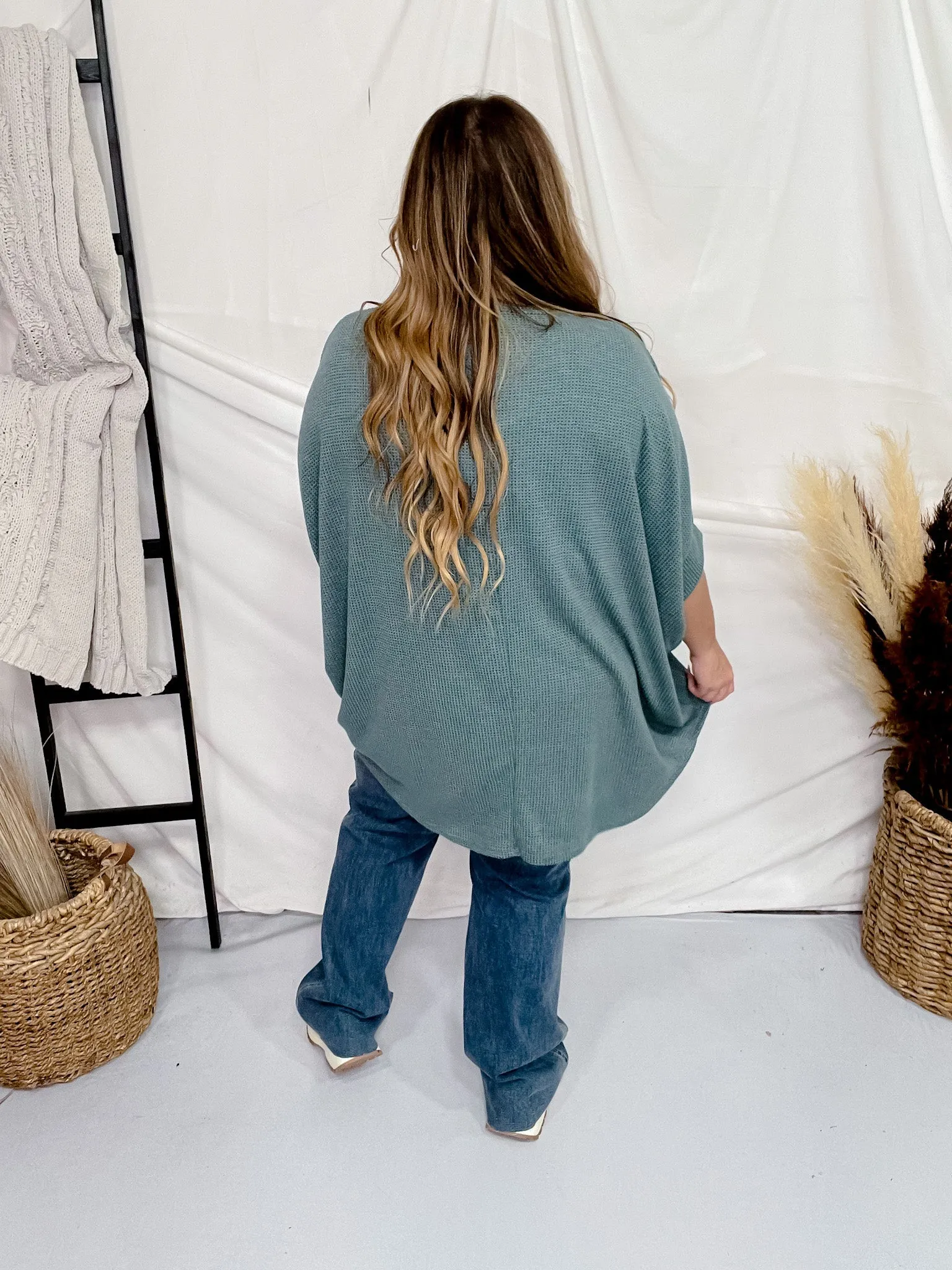 Teal Thermal Top with Dolman Sleeves FINAL SALE