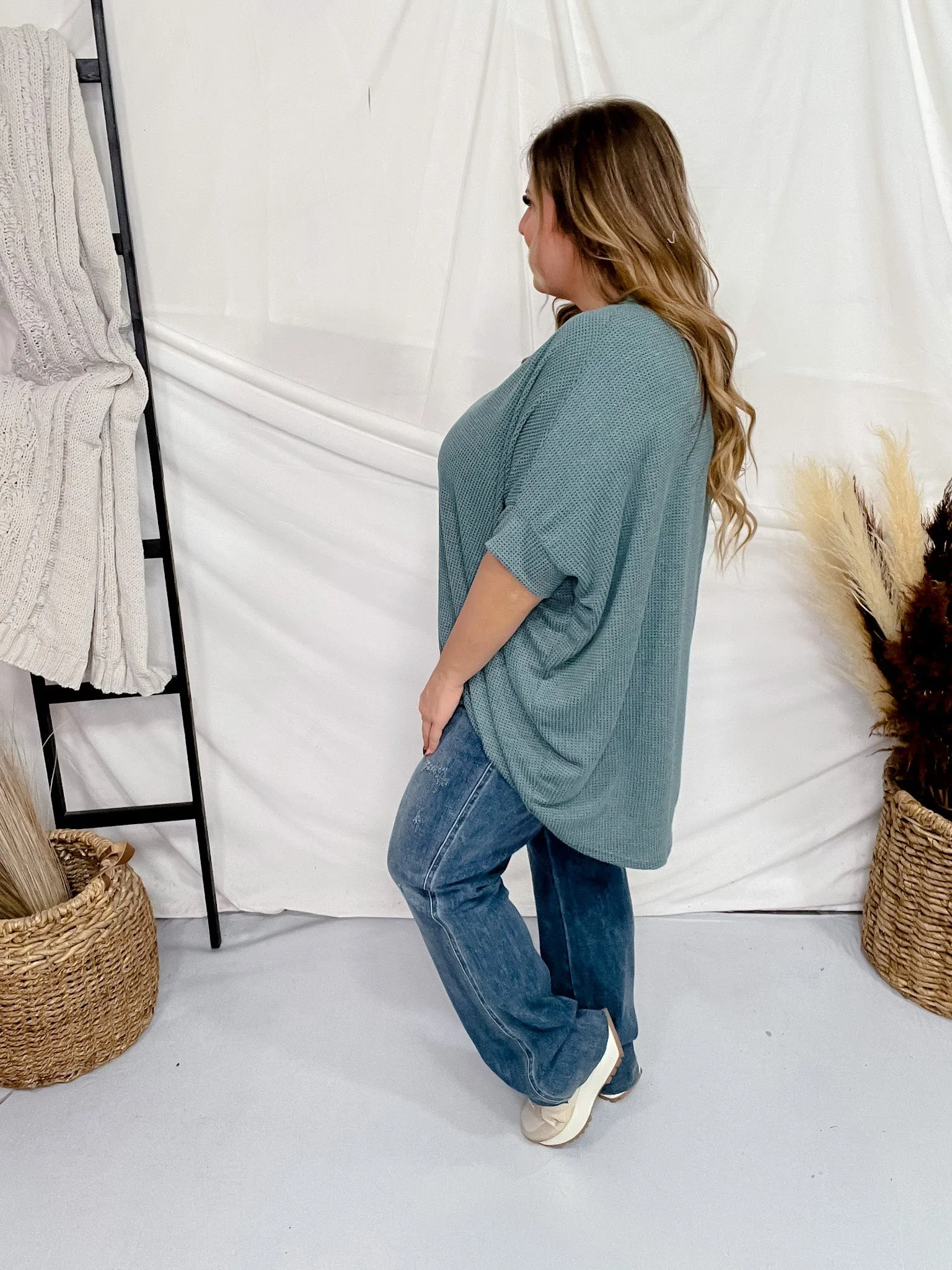 Teal Thermal Top with Dolman Sleeves FINAL SALE