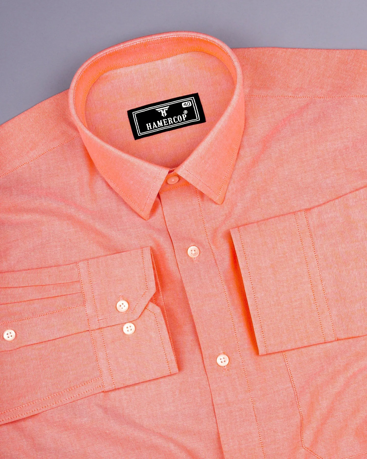 Tiger Orange Plain Oxford Cotton Formal Shirt