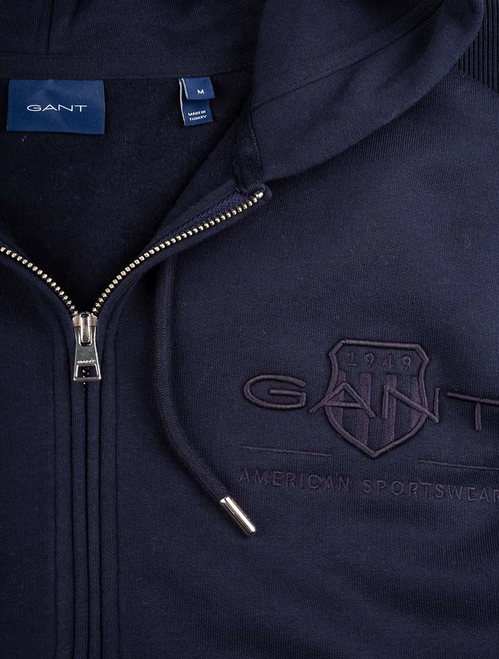 Tonal Archive Shield Zip Hoodie Evening Blue