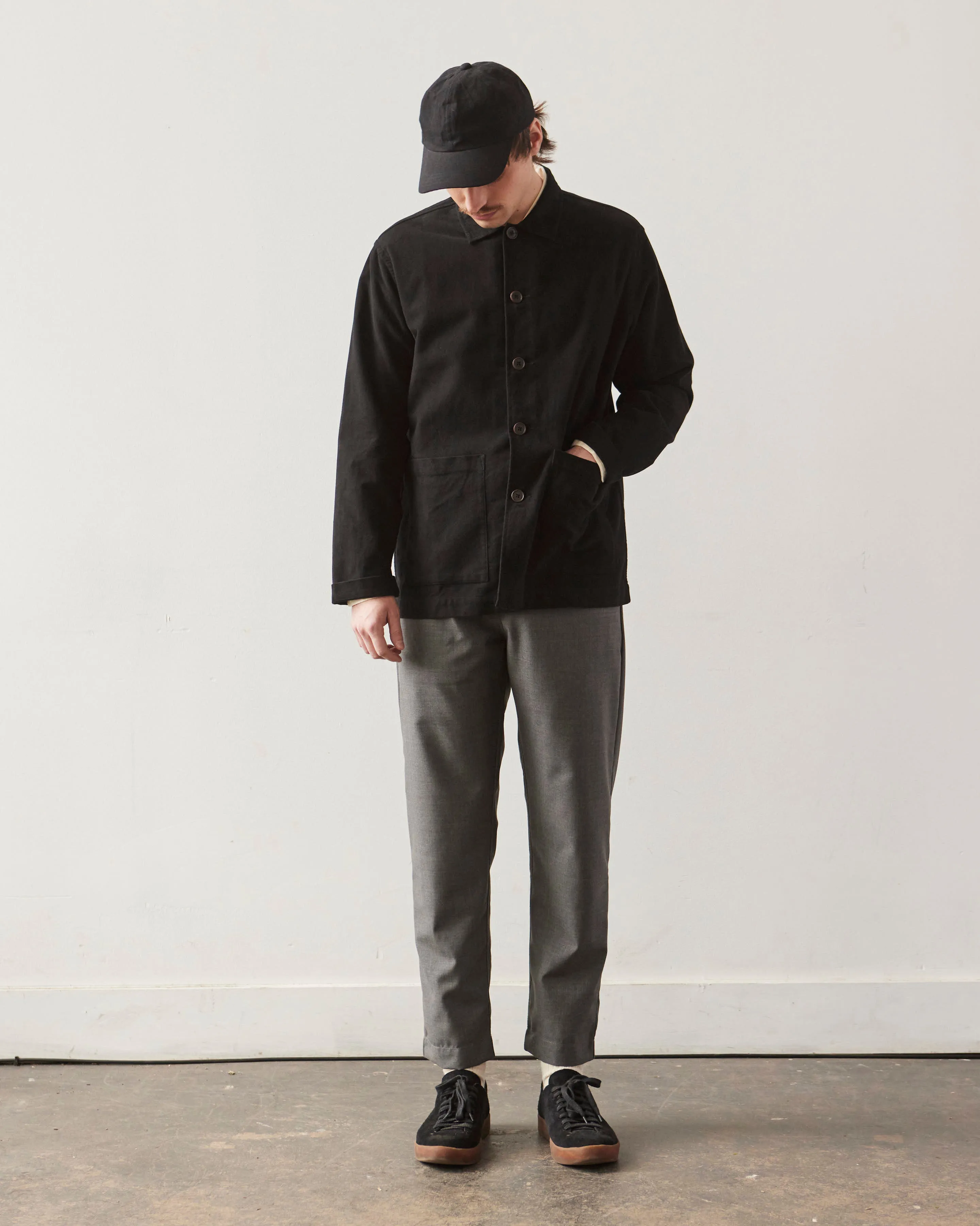 Universal Works Lightweight Moleskin Easy Overshirt, Black