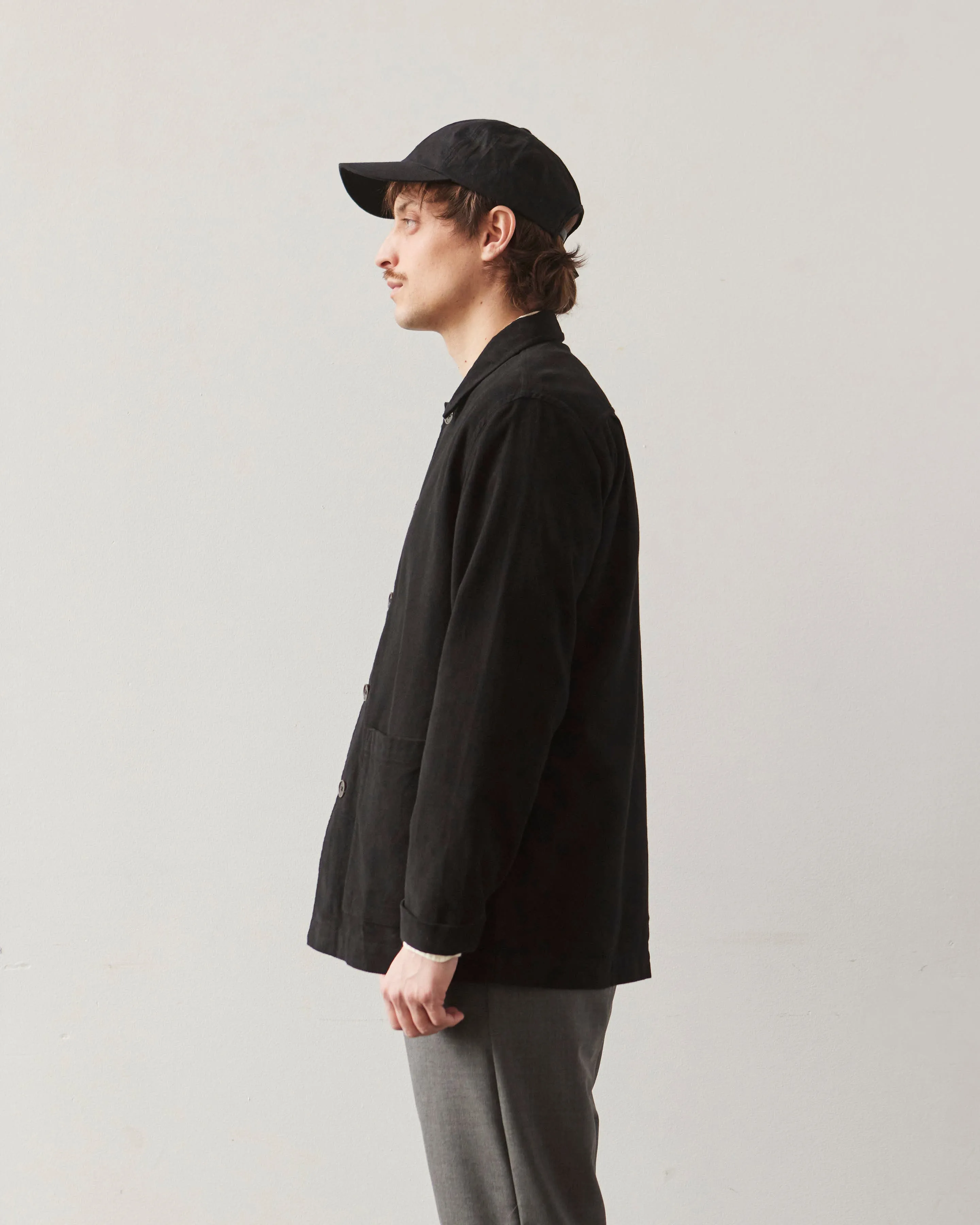 Universal Works Lightweight Moleskin Easy Overshirt, Black