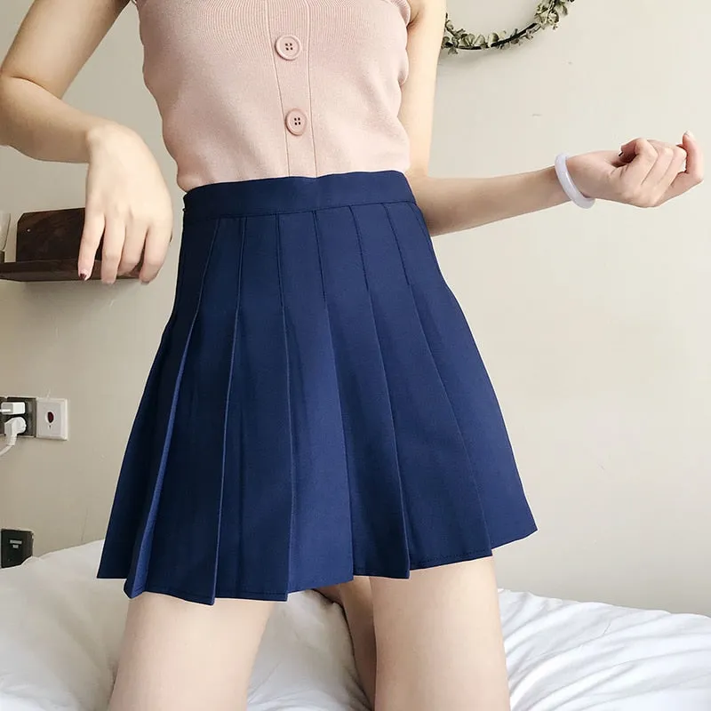 VenusFox High Waist Lolita Pleated A-line Mini Skirts Plus Size