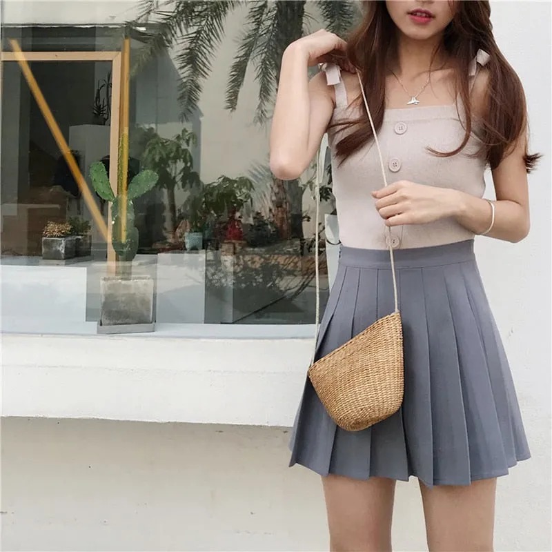 VenusFox High Waist Lolita Pleated A-line Mini Skirts Plus Size