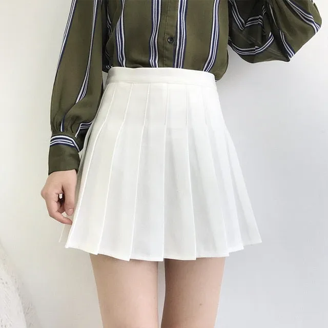 VenusFox High Waist Lolita Pleated A-line Mini Skirts Plus Size