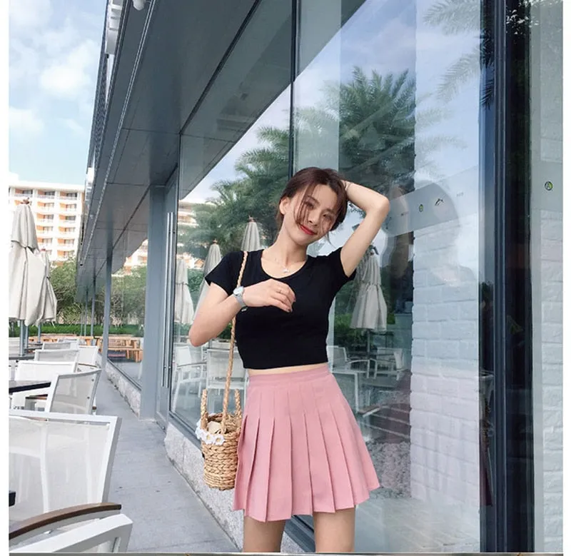 VenusFox High Waist Lolita Pleated A-line Mini Skirts Plus Size