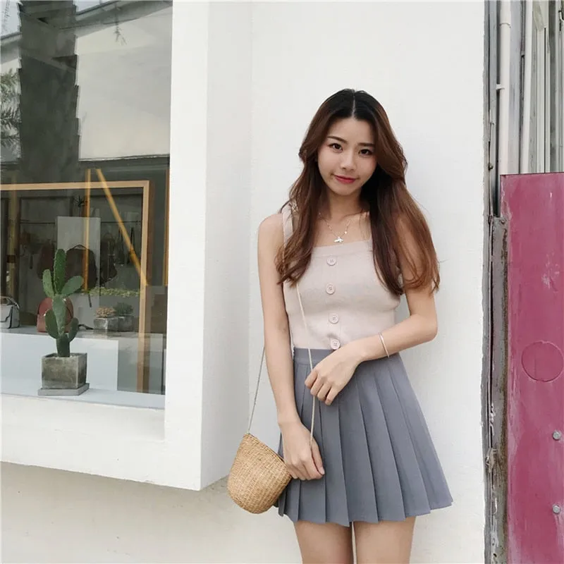 VenusFox High Waist Lolita Pleated A-line Mini Skirts Plus Size