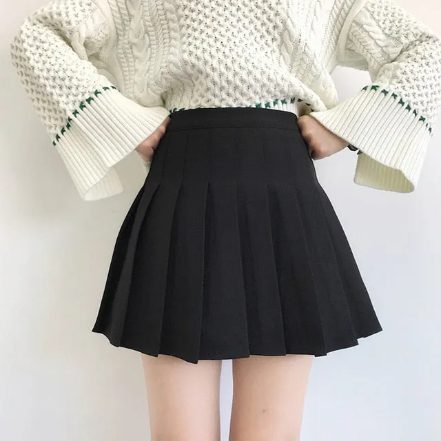 VenusFox High Waist Lolita Pleated A-line Mini Skirts Plus Size