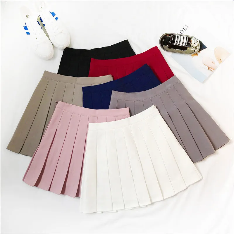 VenusFox High Waist Lolita Pleated A-line Mini Skirts Plus Size