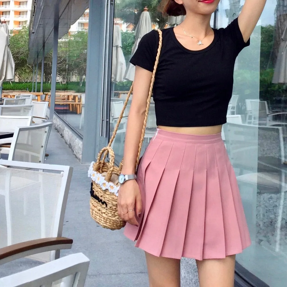 VenusFox High Waist Lolita Pleated A-line Mini Skirts Plus Size