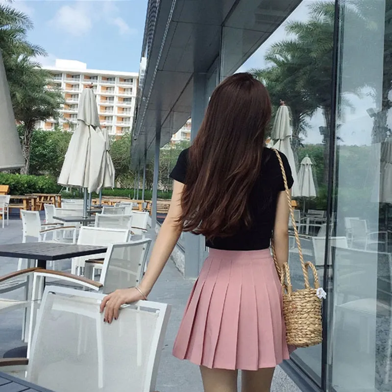 VenusFox High Waist Lolita Pleated A-line Mini Skirts Plus Size
