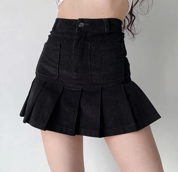 Wenkouban - Penny Corduroy Pleated Skirt