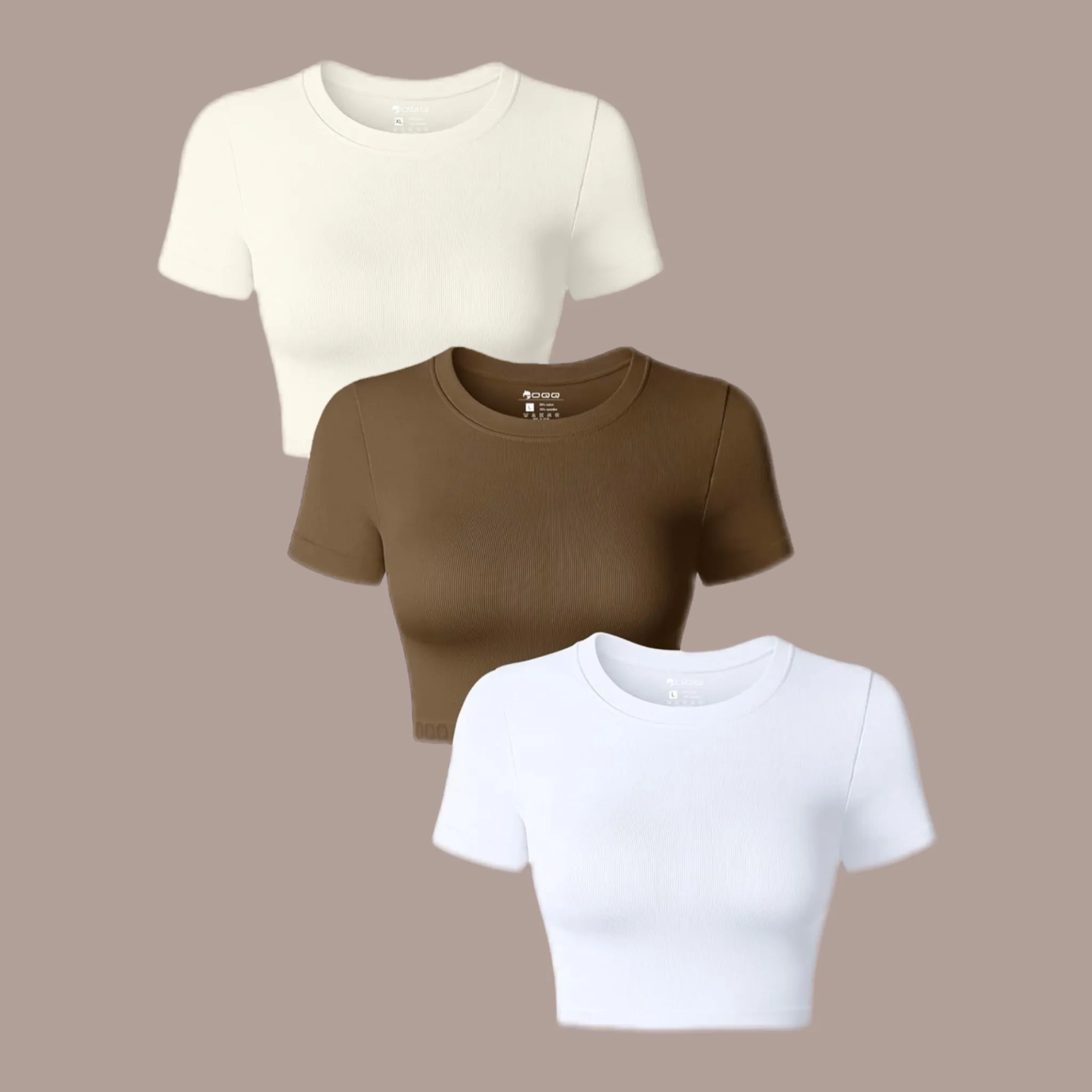 Womens Basic Crop Top Short Sleeves Crew Neck Shirt