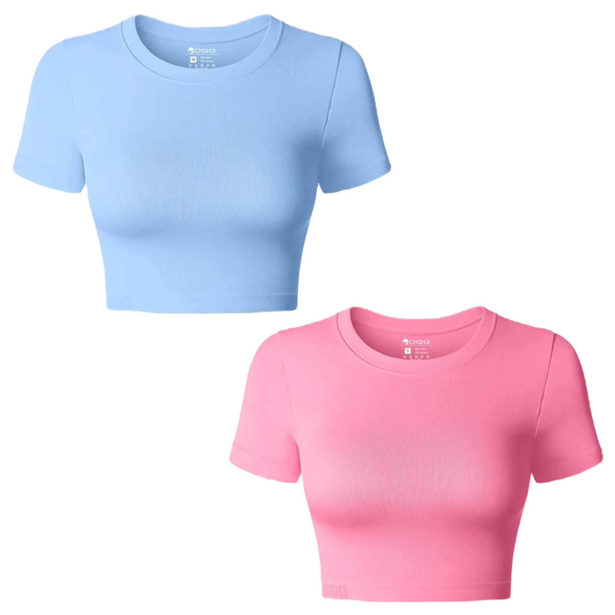 Womens Basic Crop Top Short Sleeves Crew Neck Shirt